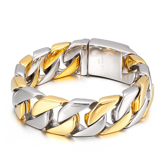 Kemstone Matte Titanium Steel Cuban Link Bracelet – Rugged Minimalist Chain for Men’s Urban & Gothic Style KB162789