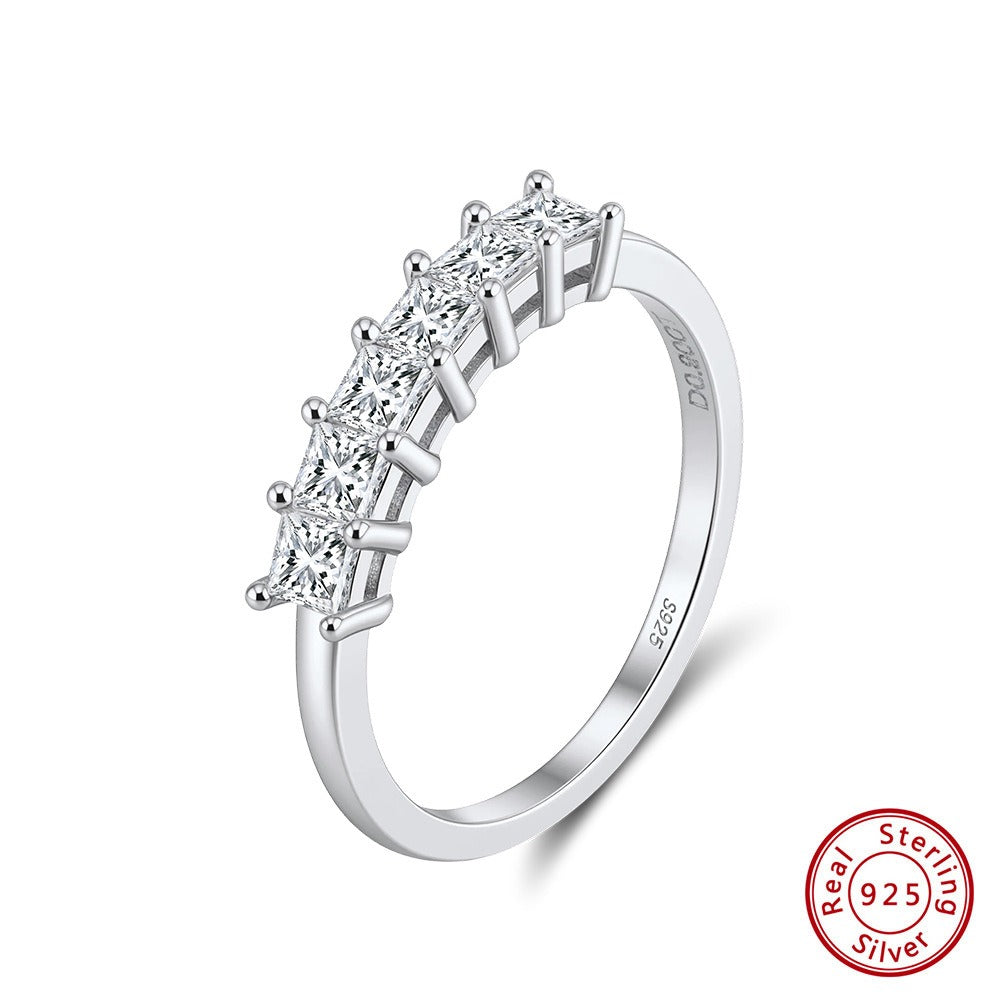 Kemstone 2.5mm Moissanite Half Eternity Ring - 925 Sterling Silver for Women MOR13