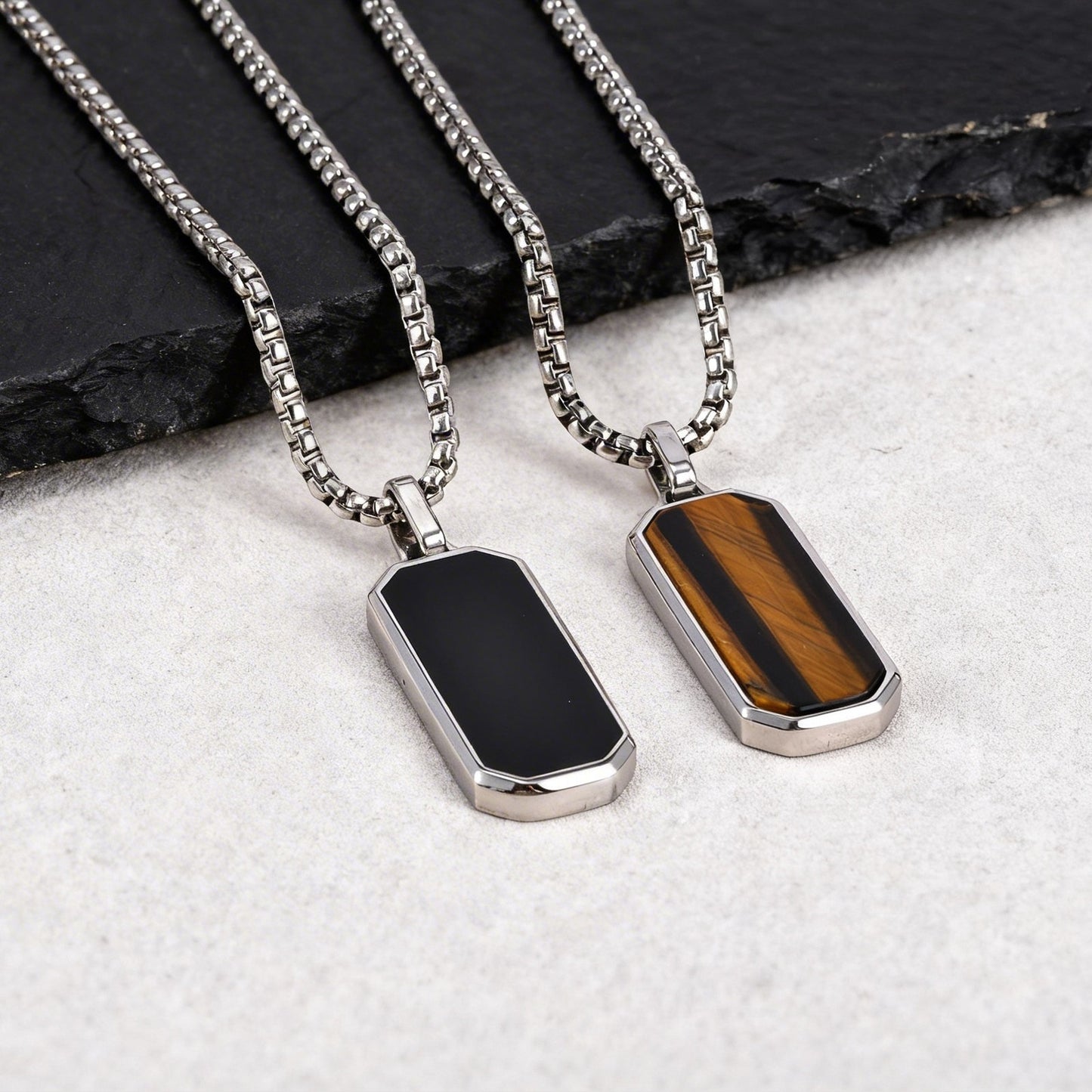 Men’s Stainless Steel Necklace – Geometric Minimalist Pendant PN-1858