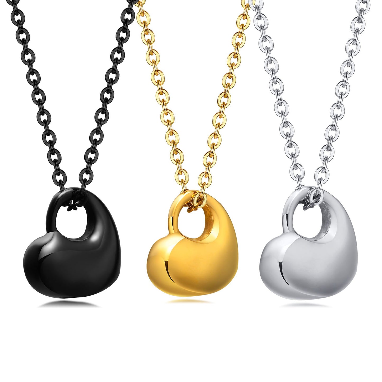 Stainless Steel Heart Urn Necklace for Women – Memorial Ashes Pendant Keepsake in Black / Gold / Silver – Gothic Vintage Cremation Jewelry PN-1627