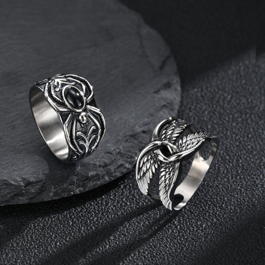 Kemstone Stainless Steel Wing Spider Ring for Men Punk RC-1188