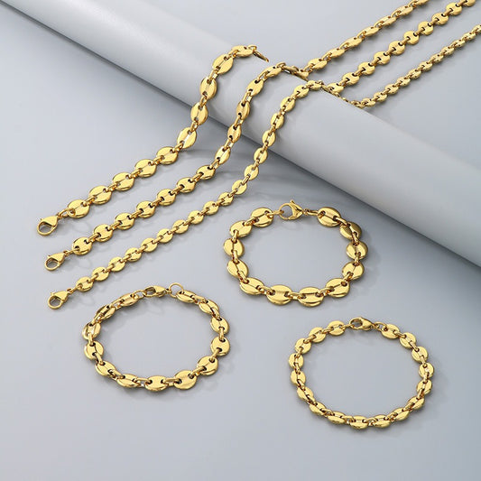 Kemstone Urban Edge Titanium Steel Chain Bracelet Geometric Coffee Bean Link for Modern Hip Hop Style KS193903-Z