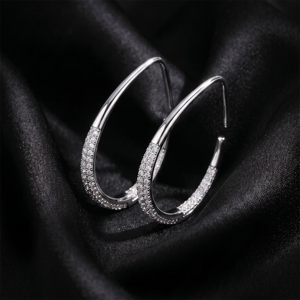 Kemstone Oval Hoop Moissanite Earrings for Women 925 Sterling Silver SMOE28