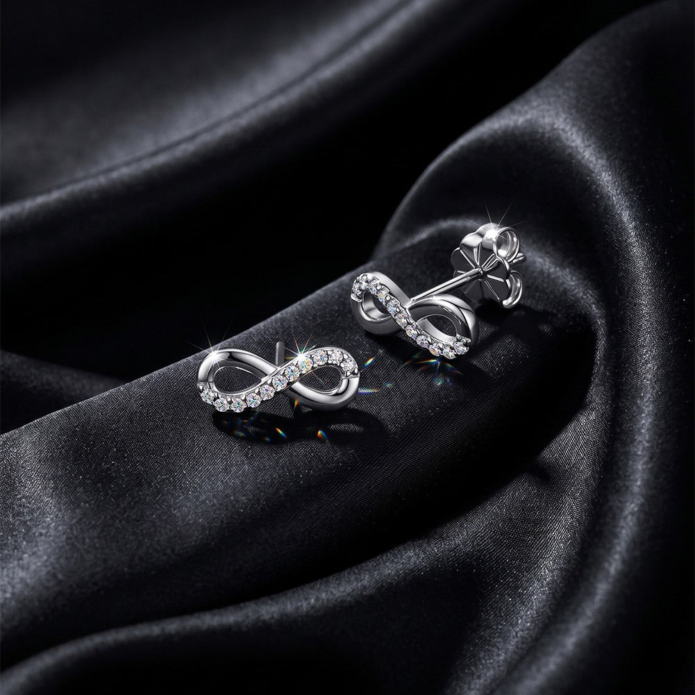 Kemstone Infinity Moissanite Stud Earrings for Women 925 Sterling Silver SMOE33