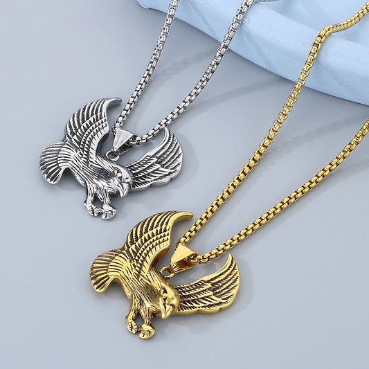 Kemstone Titanium Steel Flying Eagle Necklace for Men KP130539-TGX