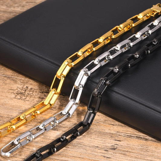 Chunky Square-Link Stainless Steel Bracelet for Men – Norse-Inspired Heavy Chain BR-1734
