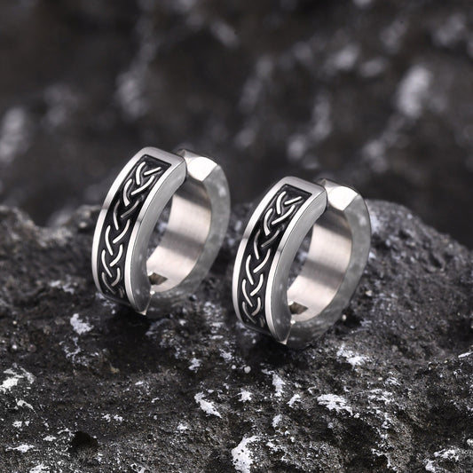 Kemstone Stainless Steel Celtic Knot Ear Clip for Men - Durable Modern Ear Accessory with Ancient Symbolism EH-496