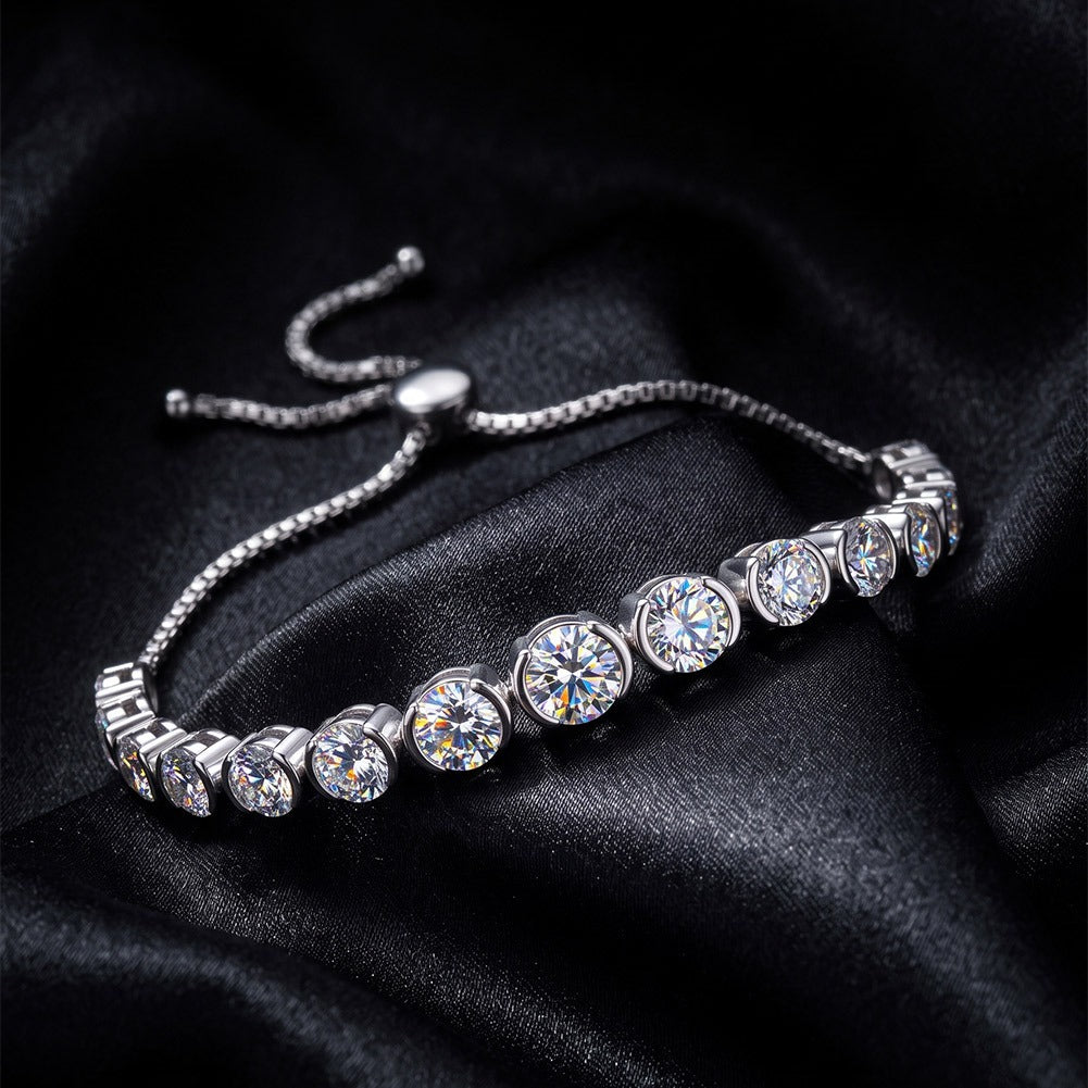 Kemstone Moissanite Tennis Bracelet for Women 925 Sterling Silver Adjustable Slider SMOB14