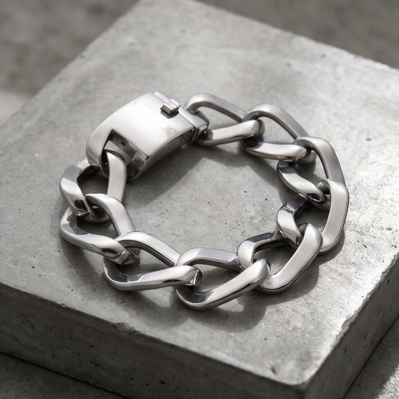 Kemstone Titanium Steel Cuban Link Bracelet for Men Square Link Chain KB213360-KJX