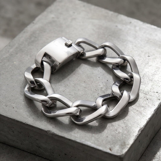 Kemstone Titanium Steel Cuban Link Bracelet for Men Square Link Chain KB213360-KJX