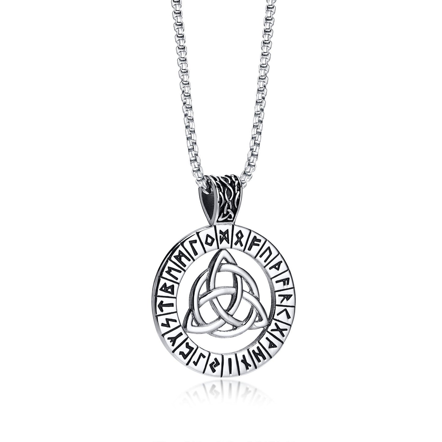 Kemstone Stainless Steel Celtic Knot Rune Pendant Necklace for Men PN-1629