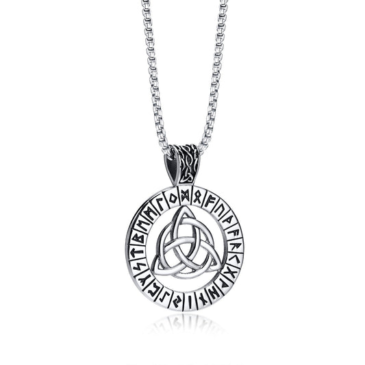 Kemstone Stainless Steel Celtic Knot Rune Pendant Necklace for Men PN-1629