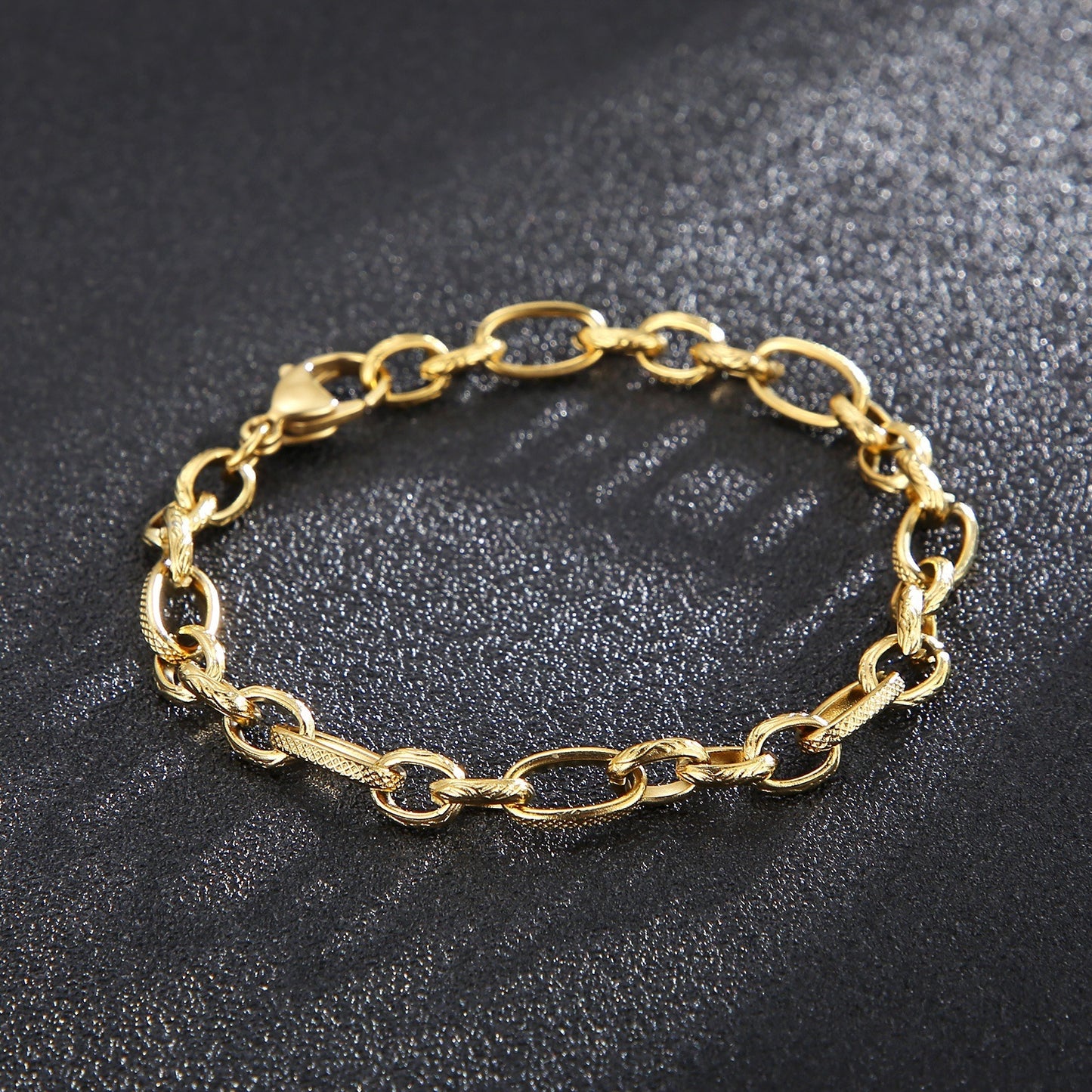 Kemstone O Link Chain Bracelet 6mm Titanium Steel Oval Link for Men Women KB146794-Z
