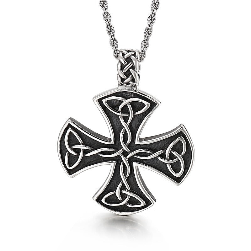 Kemstone Celtic Knot Cross Necklace for Men Titanium Steel Vintage KP54651-BD