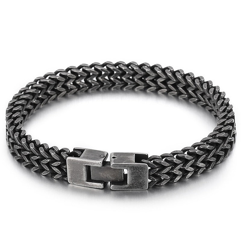 Kemstone Double Row Dragon Bone Chain Bracelet for Men – Titanium Steel Heavy Structure KB150525-KFC