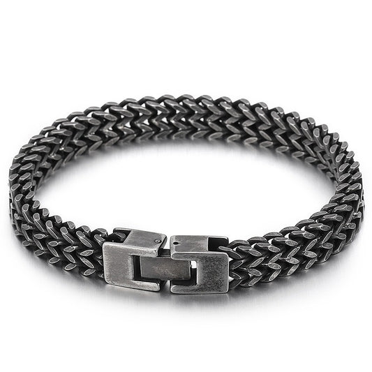 Kemstone Double Row Dragon Bone Chain Bracelet for Men – Titanium Steel Heavy Structure KB150525-KFC