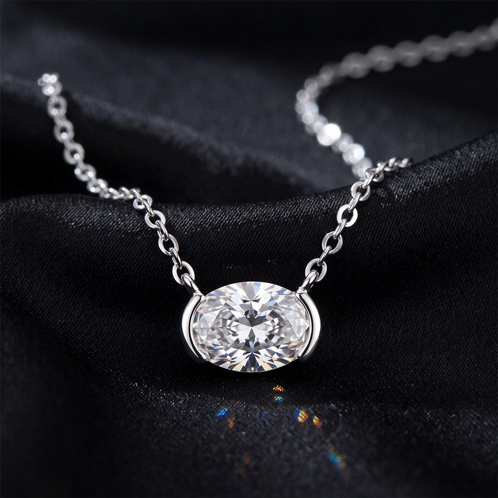 Kemstone 1CT Oval Moissanite Necklace for Women 925 Sterling Silver Pendant SMON28