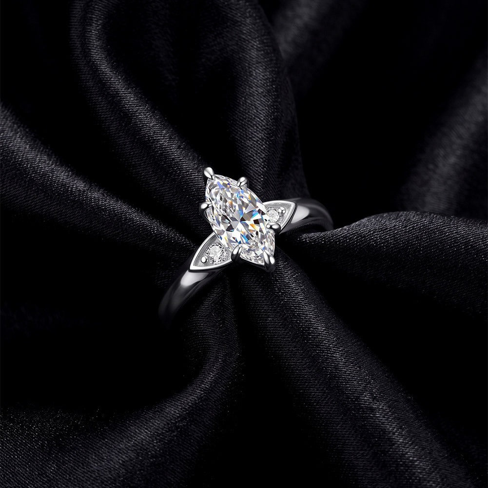 Kemstone 1CT Marquise Moissanite Ring for Women 925 Sterling Silver SMOR30