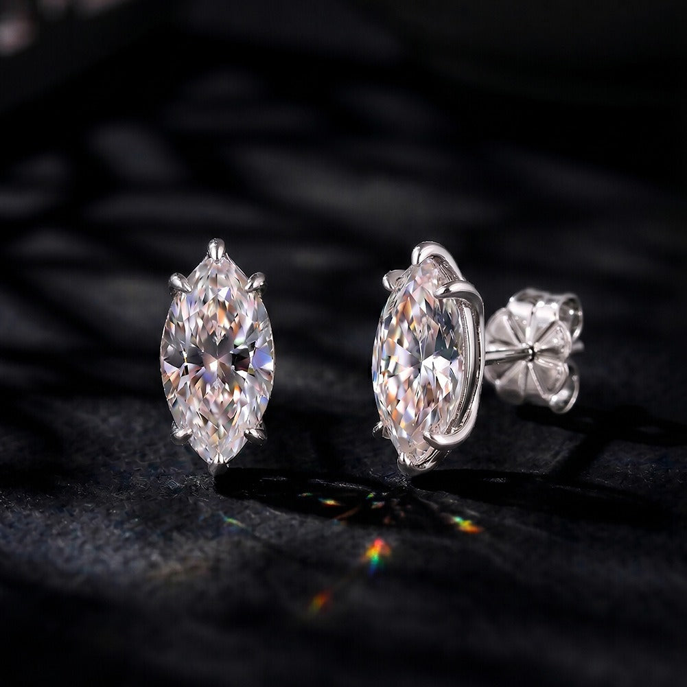Kemston Marquise Moissanite Stud Earrings for Women 925 Sterling Silver SMOE24