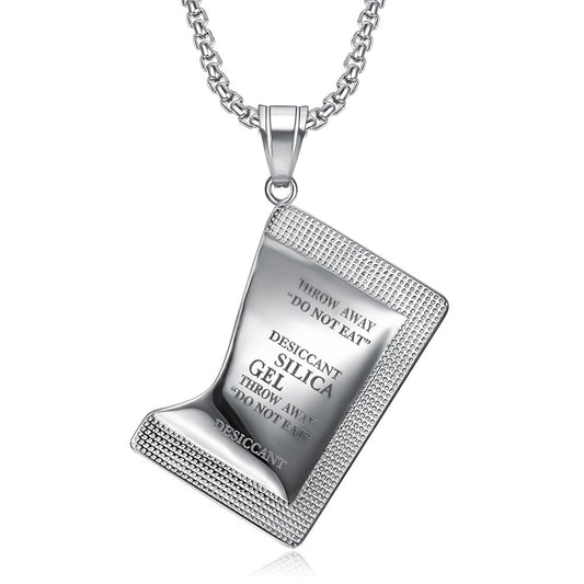 Kemstone Desiccant Packet Necklace for Men Titanium Steel Punk Style TN0404