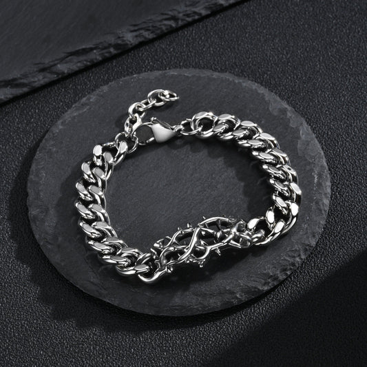 Kemstone Thorn Curb Chain Bracelet for Men Stainless Steel Gothic BR-3279