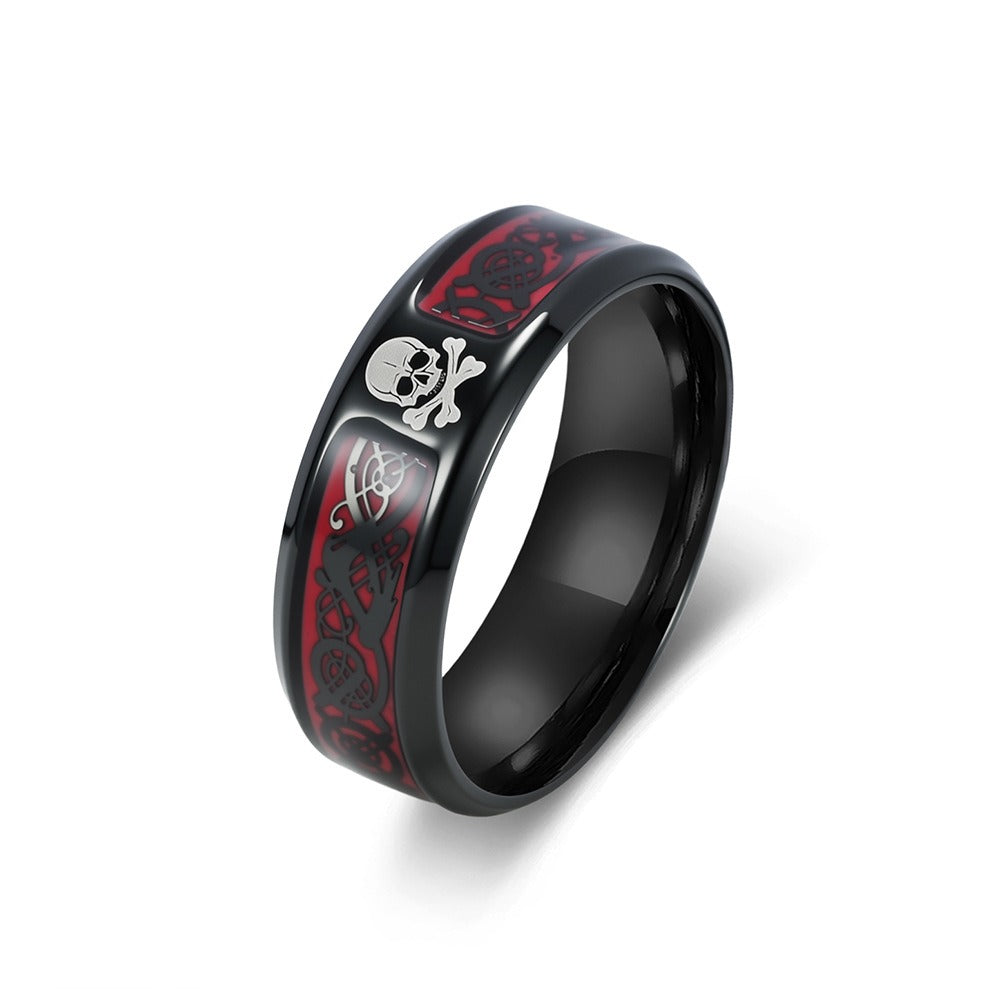 Kemstone Stainless Steel Skull Cross Enamel Ring for Men Celtic Biker K-R1184