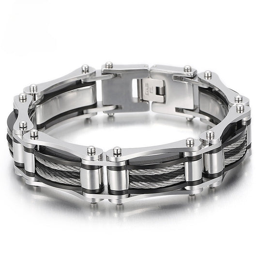 Kemstone Men's Titanium Steel Wire Rope Bracelet - Urban Cycling Inspired Design, Adjustable Cuff for Casual & Outdoor Style KB139387-KFC