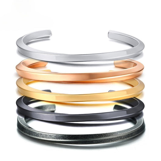 Viking Steel Cuff Bracelet – Norse-Inspired Minimalist Bangle for Men & Women B-169