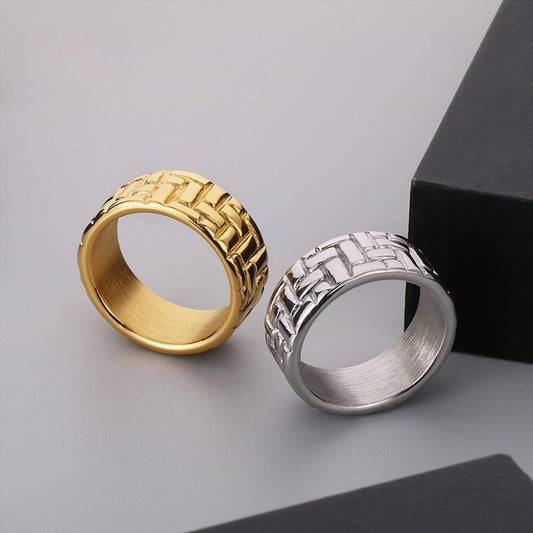 Kemstone Sleek Stainless Steel Minimalist Ring - Urban Streetwear Geometric Circle Design Men's Accessory KR107928-KJX