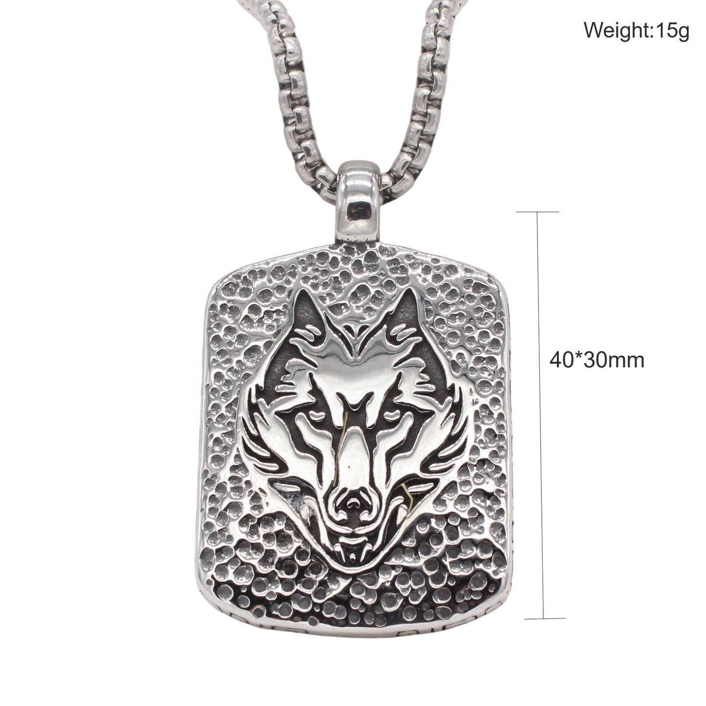 Kemstone Titanium Steel Wolf Head Pendant Necklace for Men Vintage P1546