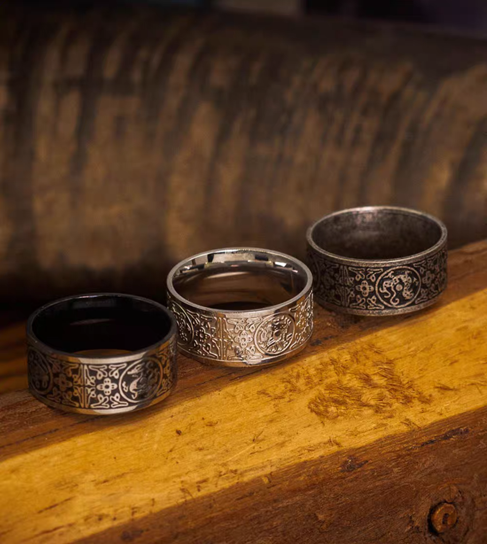 Kemstone Men’s Stainless Steel Wide Band Ring – Vintage Four Guardian Beasts Totem NW-JZ092