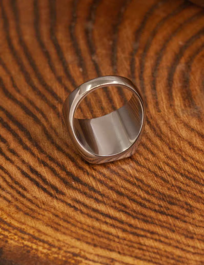 Kemstone Vintage Titanium Steel Ring for Men with Abalone Shell Inlay - Square Design NW-JZ111