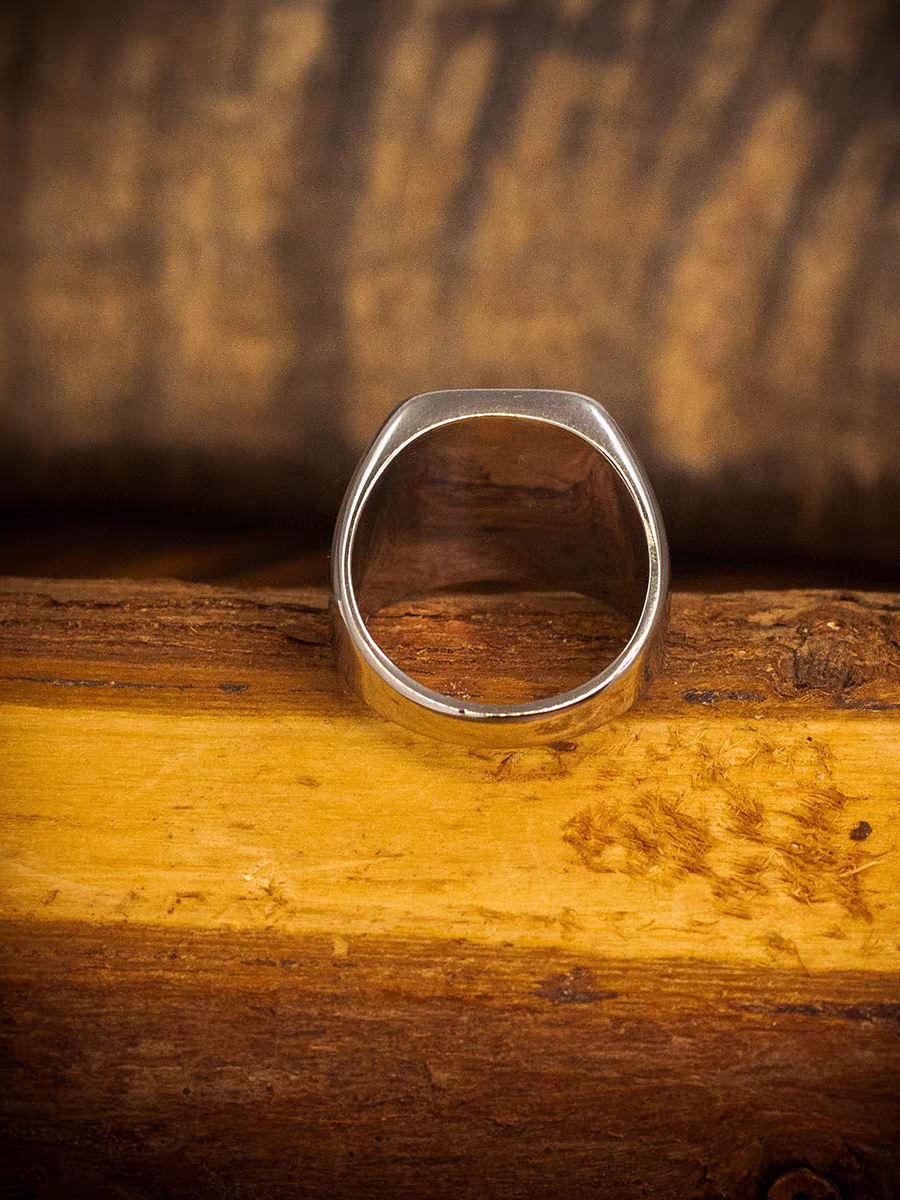 Kemstone Vintage Titanium Steel Ring for Men with Abalone Shell Inlay - Square Design NW-JZ111