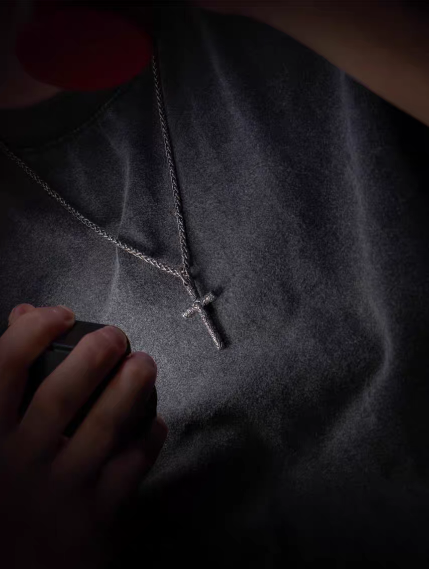 Kemstone Men’s Gothic Cross Necklace – Devil Eye Pendant, Titanium Steel NW-XL187