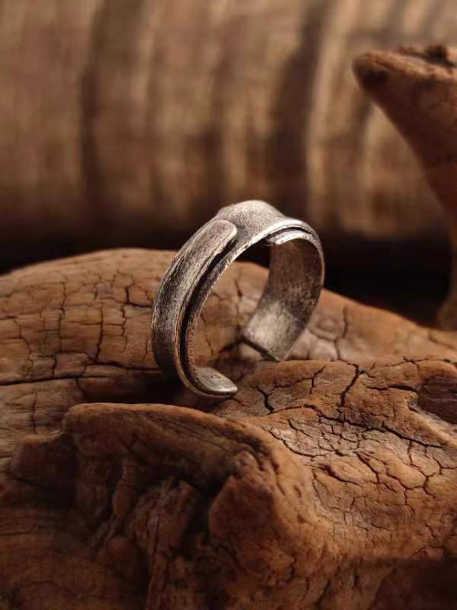 Kemstone S925 Sterling Silver Adjustable Vintage Grunge Ring – Retro Sound of Seattle for Men & Women NW-JZ259