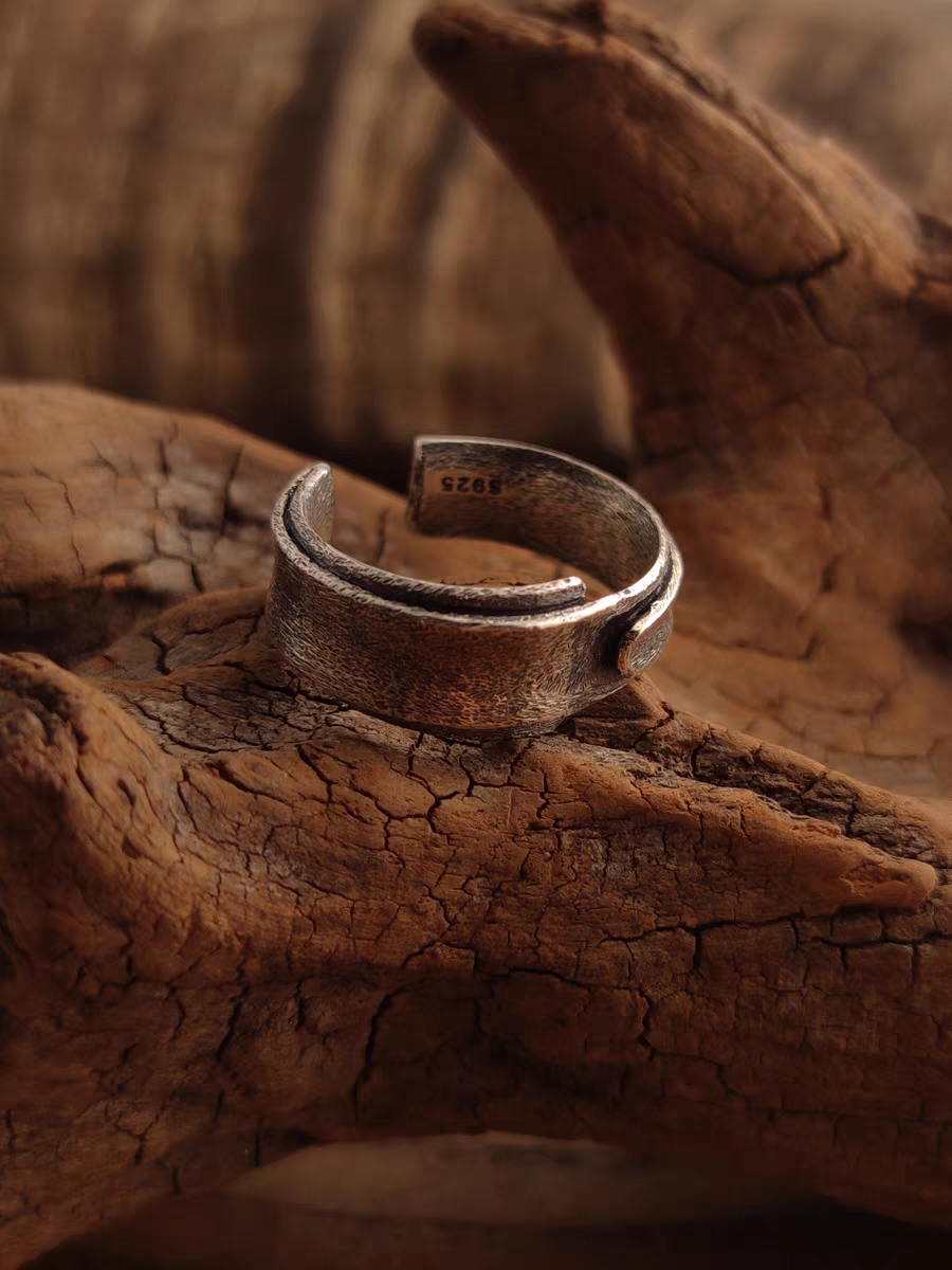 Kemstone S925 Sterling Silver Adjustable Vintage Grunge Ring – Retro Sound of Seattle for Men & Women NW-JZ259