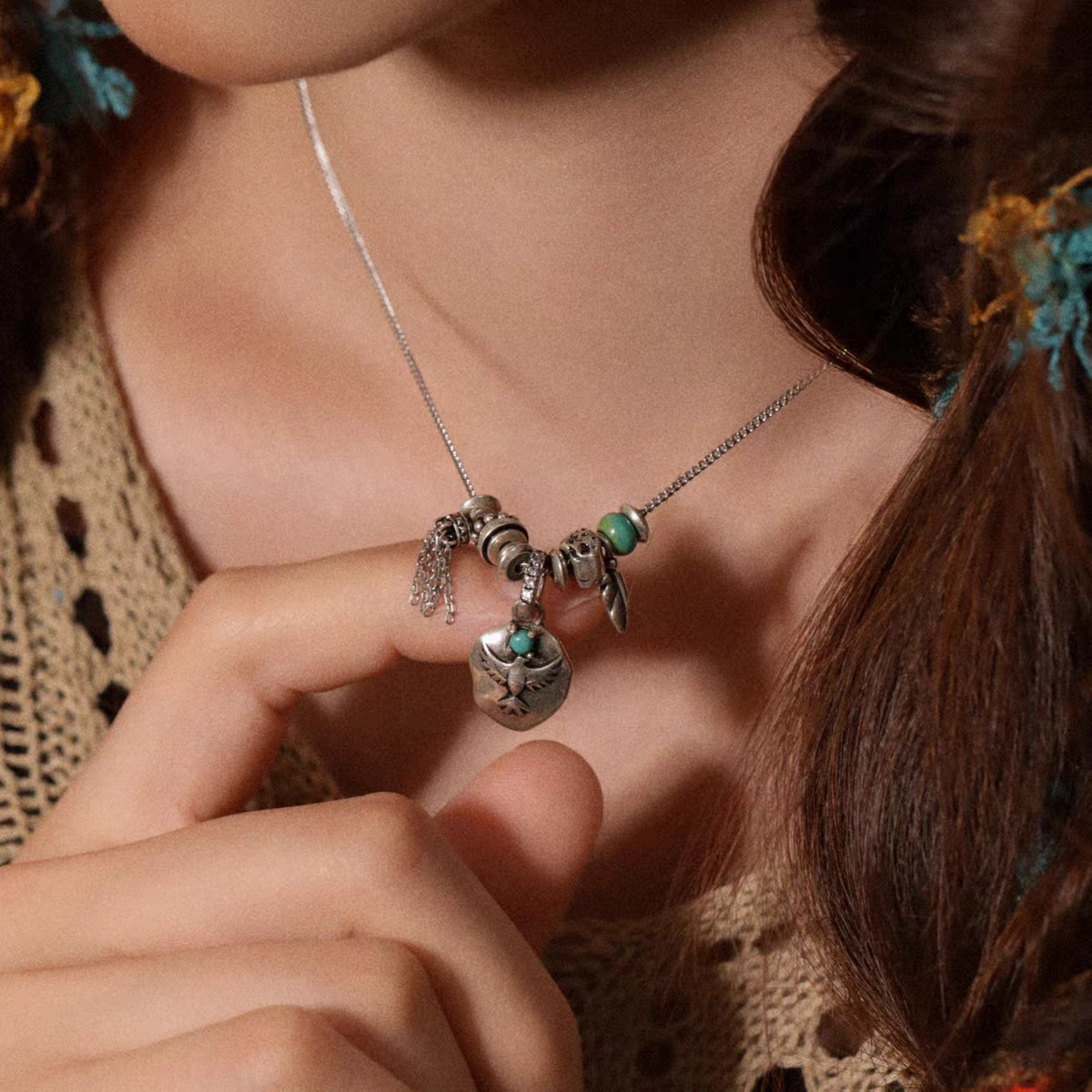 Kemstone Women’s Eagle Necklace – 925 Sterling Silver Turquoise Urban Nomadic Pendant EM-XXZON376