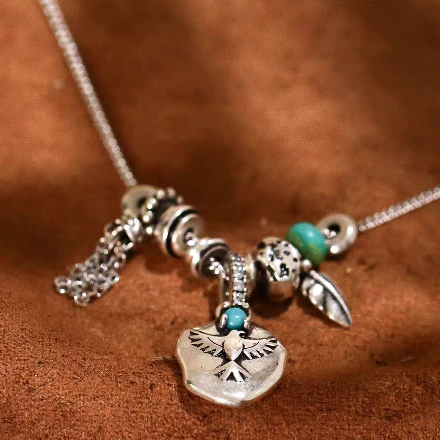 Kemstone Women’s Eagle Necklace – 925 Sterling Silver Turquoise Urban Nomadic Pendant EM-XXZON376