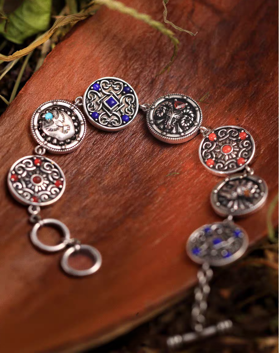 Kemstone Women’s Adjustable Bracelet – 925 Silver Turquoise Lapis Bohemian Jewelry EM-XXZB879