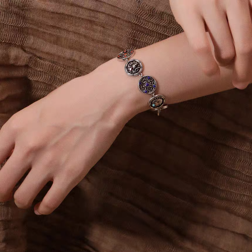 Kemstone Women’s Adjustable Bracelet – 925 Silver Turquoise Lapis Bohemian Jewelry EM-XXZB879