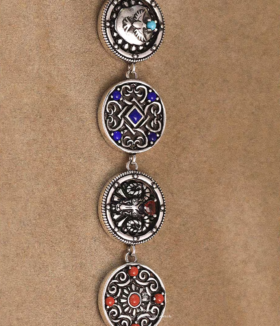 Kemstone Women’s Adjustable Bracelet – 925 Silver Turquoise Lapis Bohemian Jewelry EM-XXZB879