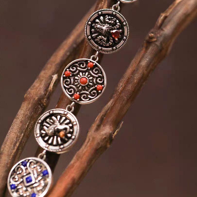 Kemstone Women’s Adjustable Bracelet – 925 Silver Turquoise Lapis Bohemian Jewelry EM-XXZB879