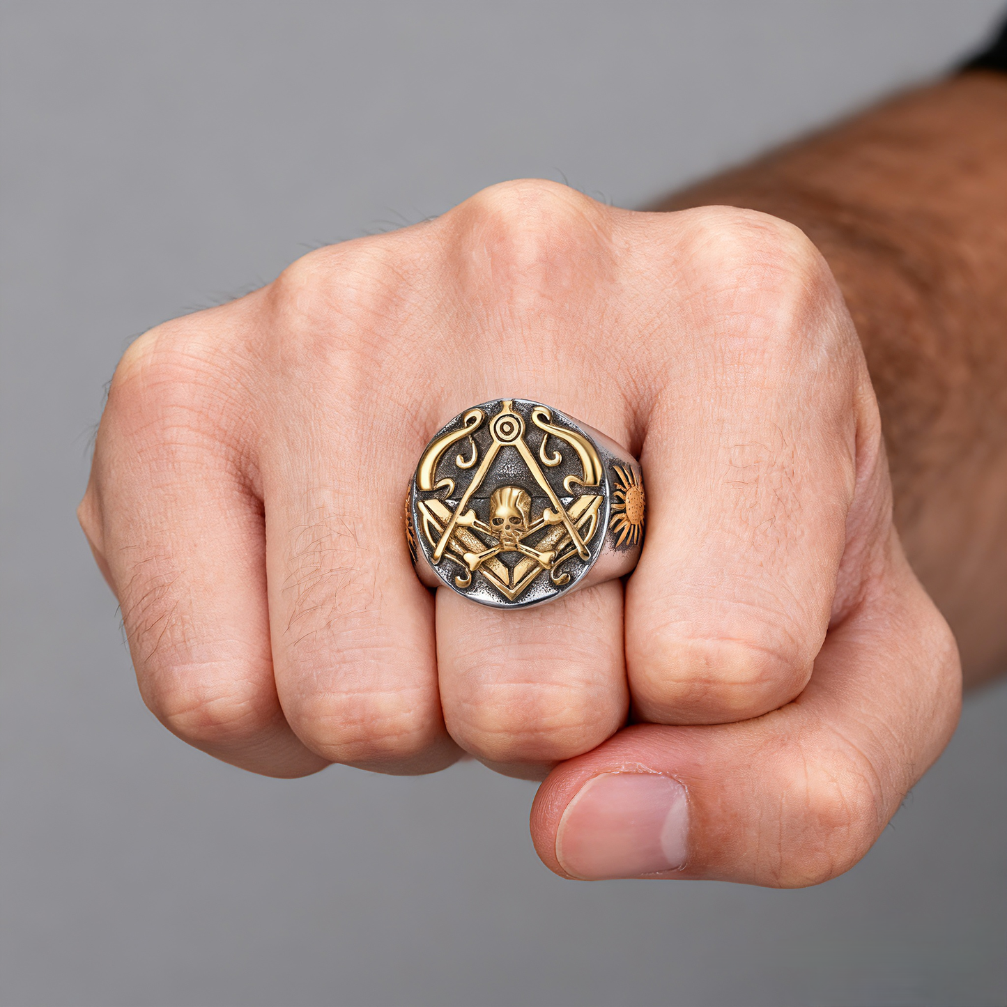 Kemstone Men’s Stainless Steel Skull Ring – Gothic Biker Punk Jewelry TR0499