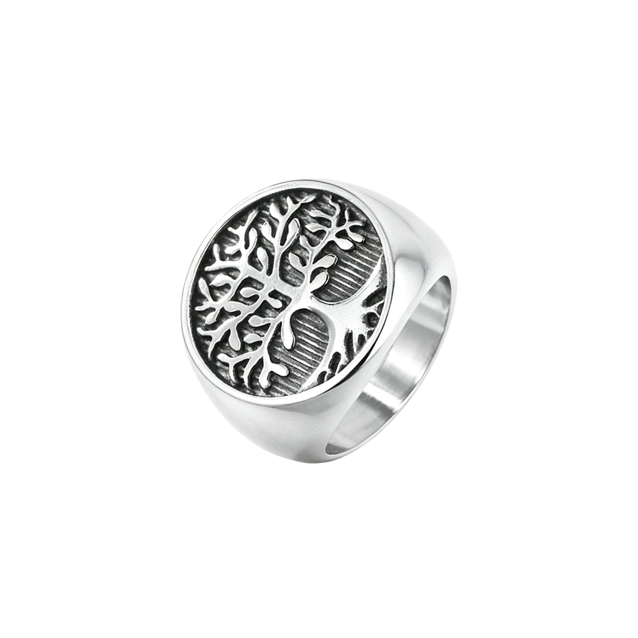 Kemstone Men’s Titanium Steel Tree of Life Ring – Vintage Punk Jewelry