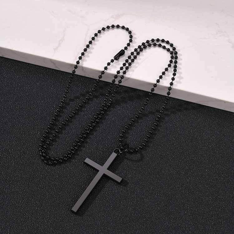 Kemston Cross Pendant Necklace for Men Alloy Long Chain Hip Hop Style NC-3028