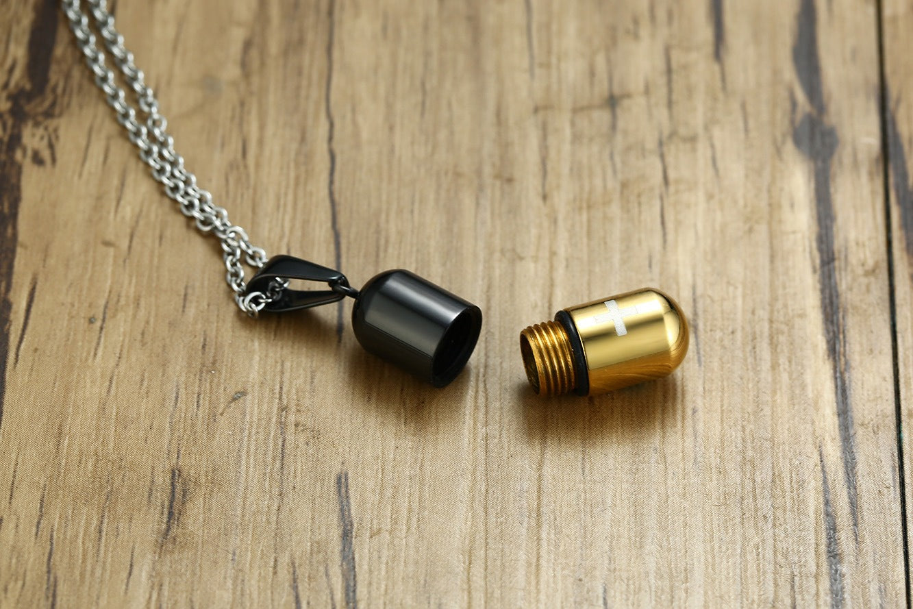 Collar con colgante de frasco de perfume de acero inoxidable Kemstone: diseño minimalista unisex para una elegancia diaria PN-176