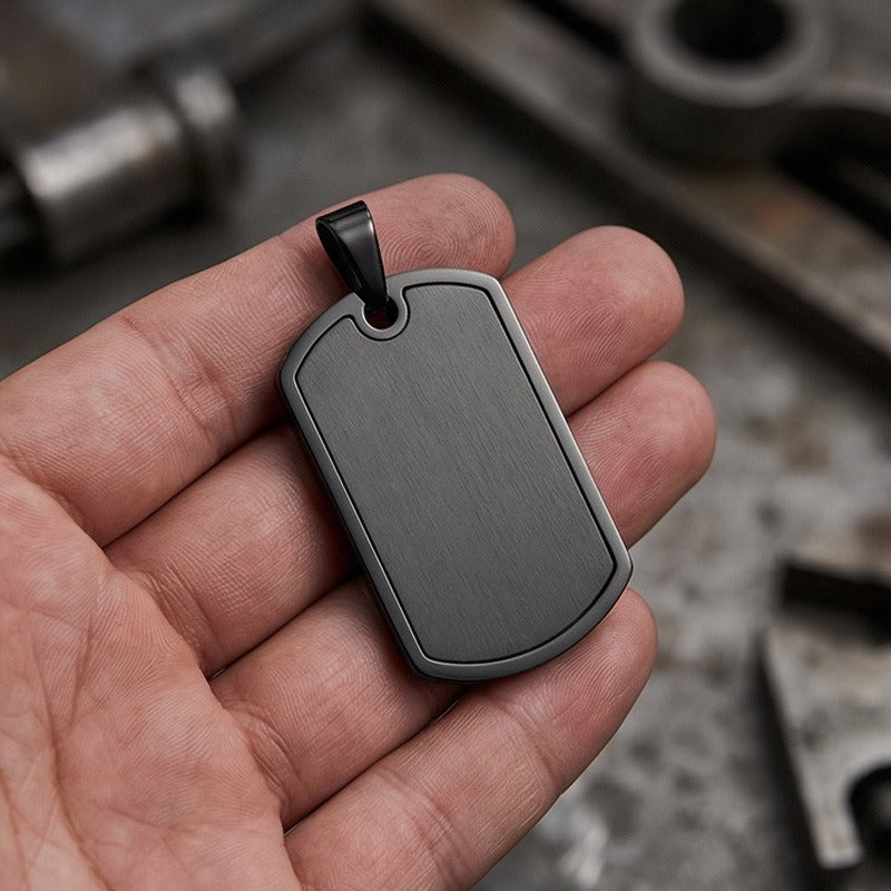 Kemstone Titanium Steel Tag Pendant Necklace – Brushed ID Plate for Men KP118330-ZLA