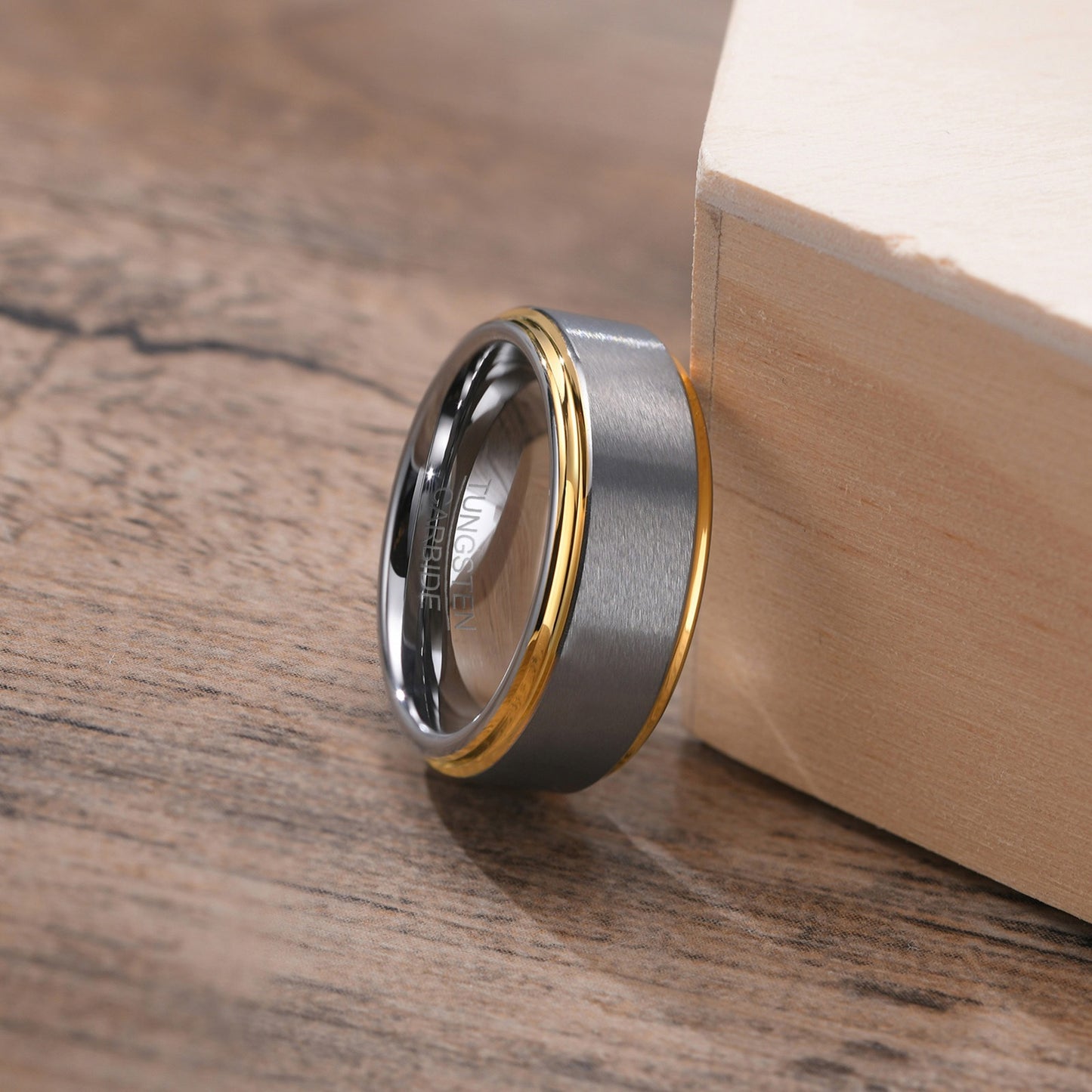 Kemstone Tungsten Steel Ring for Men - Modern Matte Black/Steel Blue/Satin Grey Unisex Minimalist Band | Durable Scratch-Resistant Jewelry  TCR-015