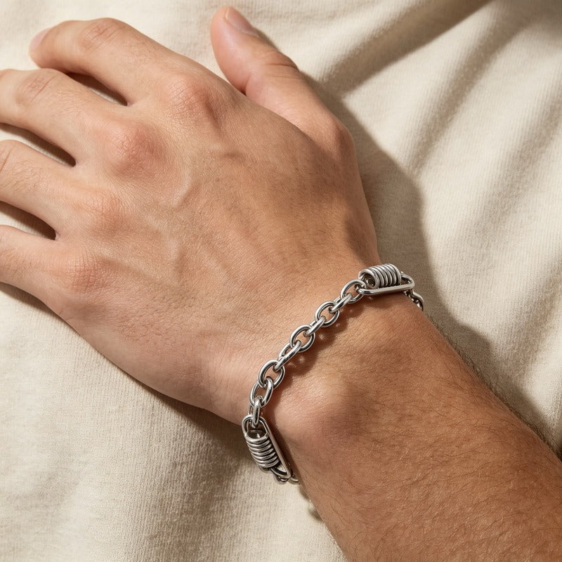 Kemstone Titanium Steel Coil Curb Chain Bracelet for Men KB146635-KLHQ