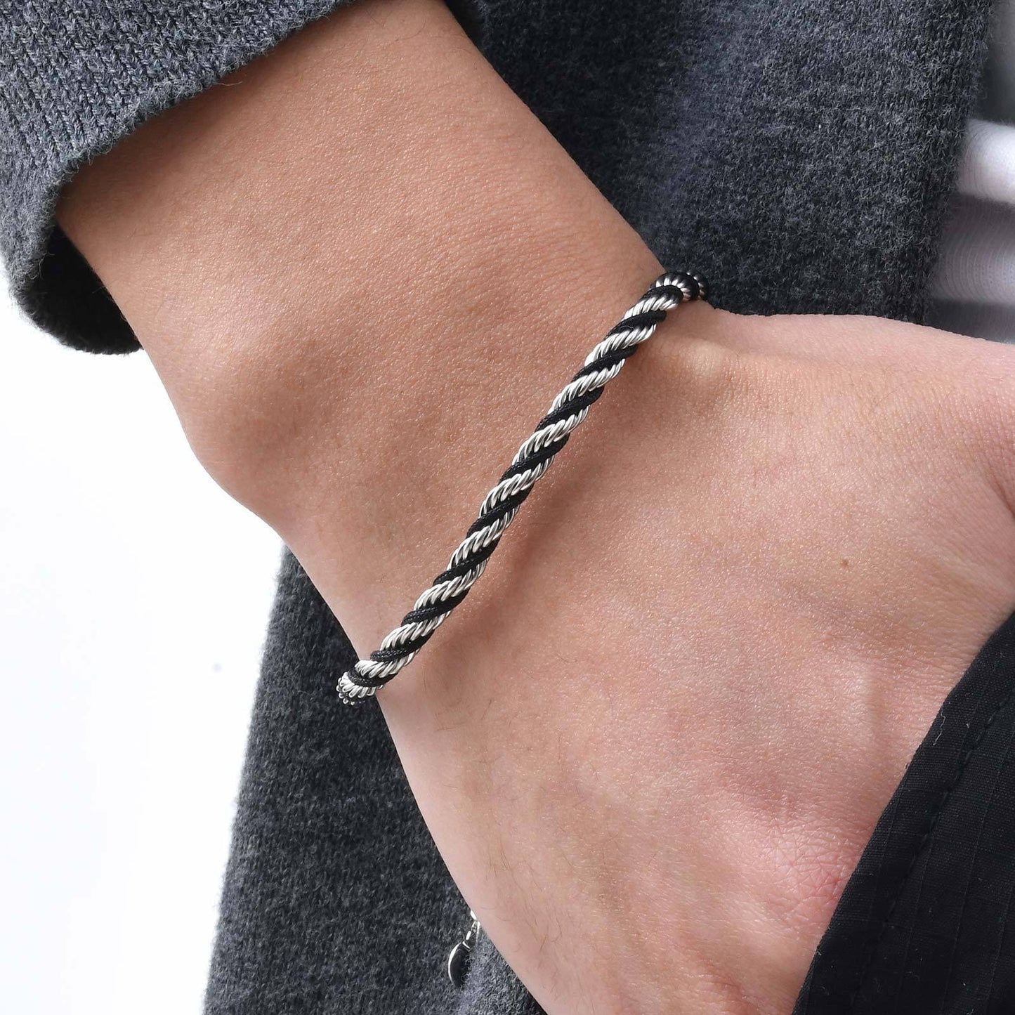 Kemstone Stainless Steel Rope Twist Bracelet Necklace – Men’s Jewelry BR-235
